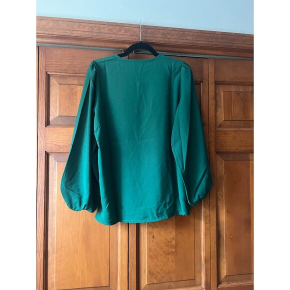 NWT J. Crew Women's Puff Long Sleeve Keyhole Drapey Crepe Blouse Green Size ST - Picture 12 of 12